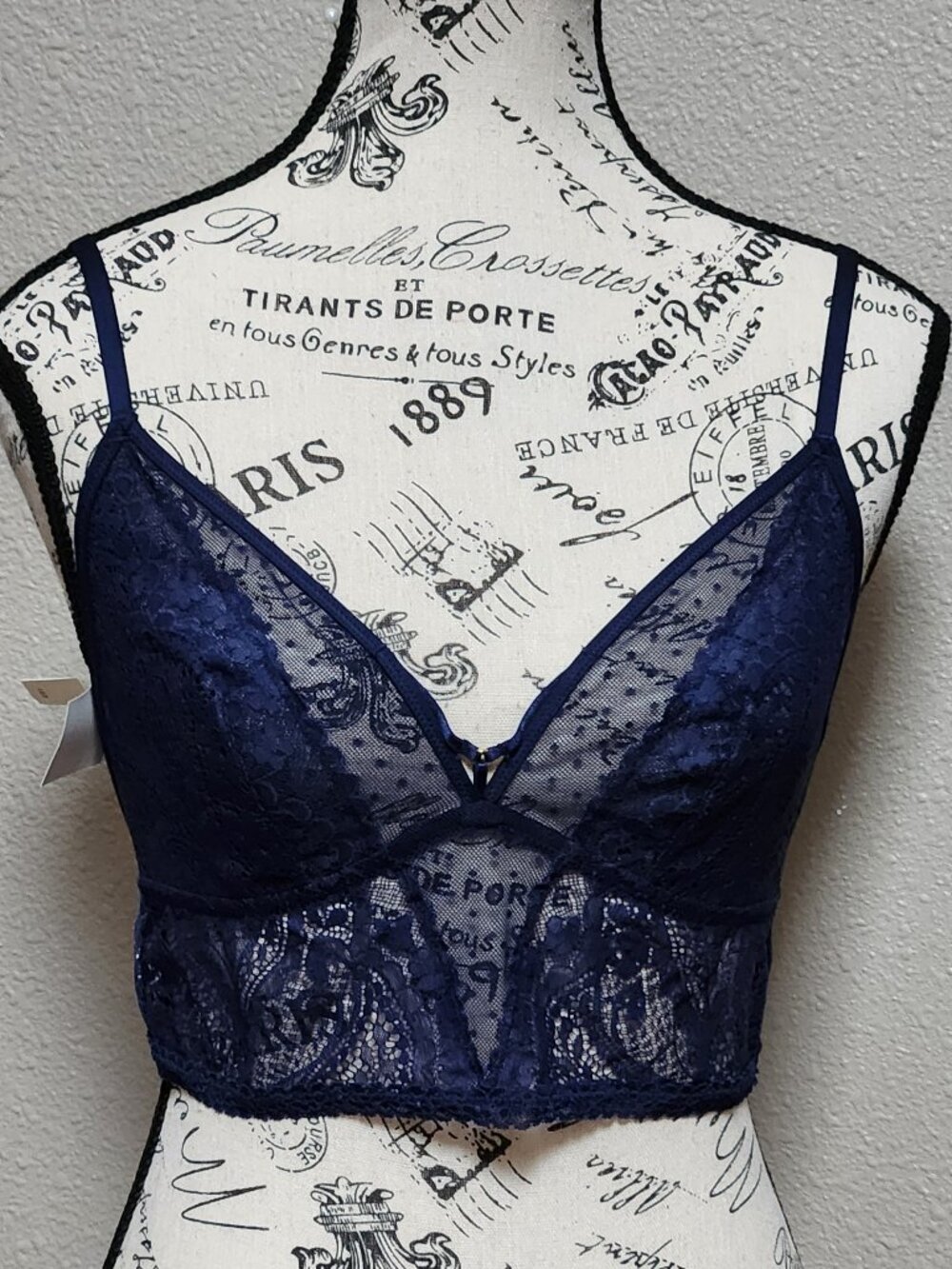 AERIE - Lace Bra Top Bralette Navy Blue - NEW NWT